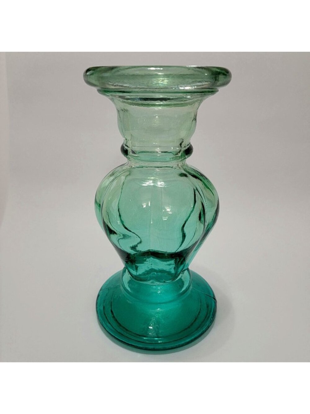 GREEN BLUE Glass Vase Candle Holder Hand